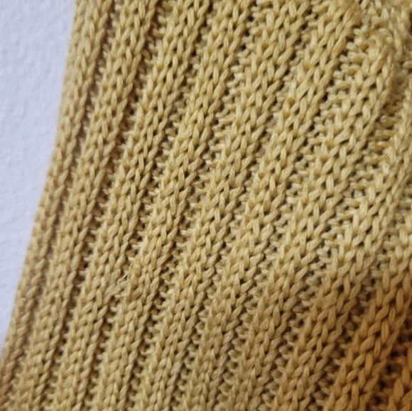 Marled Mustard Yellow Open-Front Knit Cardigan - Picture 11 of 12